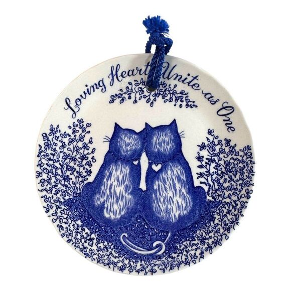 Cats Love Vintage Royal Ironstone Staffordshire loving hearts unite as one Plate - Picture 1 of 4